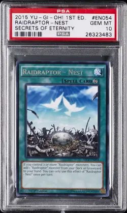 2015 YU-GI-OH! SECE-SECRETS OF ETERNITY 1ST ED #EN054 RAIDRAPTOR-NEST PSA 10 - Image 1