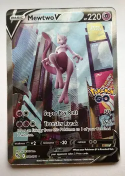Pokemon GO TCG Mewtwo V 072/078 Alternate Alt Full Art Holo Foil NM Card 2022 - Image 1
