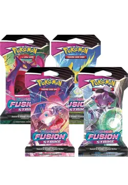 Fusion Strike Sealed Sleeved Pokemon Booster Card Artset Art Set - 4 Total Packs - Image 1
