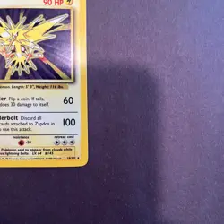 Pokemon TCG Zapdos Base Set Holo Rare Card 16/102 English - Image 2