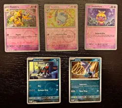 5 Revese Holo Pokemon Card Lot - Dark & Psychic Types, Uncommon & Common - Image 1