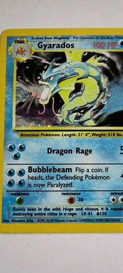 Vintage 2000 Pokemon Base Set 2 Gyarados 7/130 Holo Card - LP - Image 2