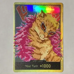 Donquixote Doflamingo Textured Holo Gold Frame Silly Cat Meme DON !! Art Card - Image 2