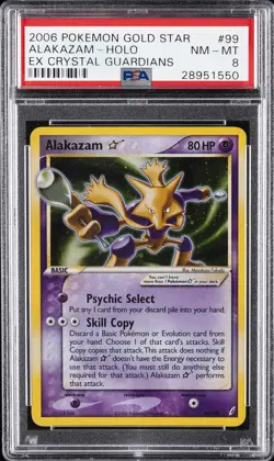2006 POKEMON EX CRYSTAL GUARDIANS GOLD STAR #99 ALAKAZAM-HOLO PSA 8 - Image 1
