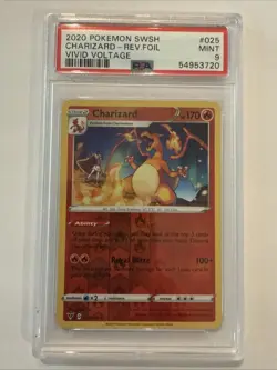 2020 Pokemon SWSH Vivid Voltage Charizard 025/185 Rev Foil Mint PSA 9 - Image 1