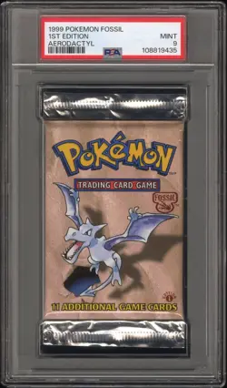 PSA 9 POKEMON FOSSIL 1ST EDITION AERODACTYL ART BOOSTER PACK - Image 2