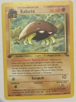 Pokemon TCG 1st Edition Kabuto Common Fossil 50/62 Never played, NM or better! - Image 1