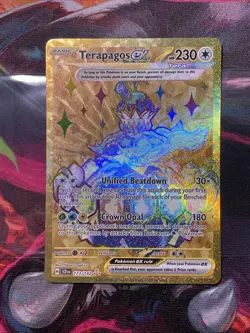 Terapagos ex 173/142 Sv07: Stellar Crown Gold Hyper Rare Holo Pokemon TCG Card - Image 1