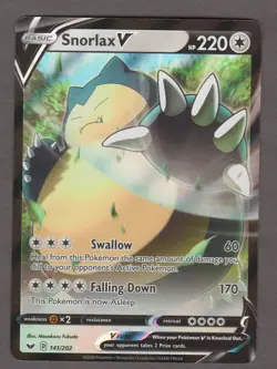 Snorlax V 141/202 Sword & Shield Base Set Ultra Rare Holo Foil Pokemon Card NM - Image 1