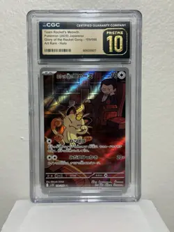 CGC Pristine 10 Team Rocket’s Meowth 109/098 Japanese AR Graded Pokemon TCG Card - Image 1