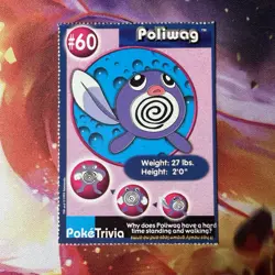 Poliwag 60 Poke Trivia Pokemon Card Mewtwo Strikes Back Movie Scene 1998 NM - Image 1