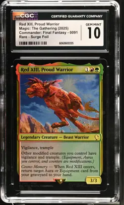 RED XIII, PROUD WARRIOR Final Fantasy Surge Foil Rare CGC 10 MTG - Image 1