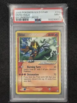 2005 POKEMON EX UNSEEN FORCES GOLD STAR #113 ENTEI-HOLO PSA 9 - Image 1