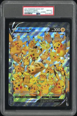 2021 POKEMON SWSH BLACK STAR PROMO CELEBRATIONS COLL-TAG PIKACHU V-UNION PSA 10 - Image 1