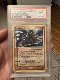 Pokemon Gold Star Groudon EX Delta Species Holo 111/113 PSA 8 Ultra Rare - Image 1