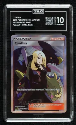 Cynthia Ultra Rare Pokemon Sun & Moon Hidden Fates Shiny Vault TAG 10 GEM MINT - Image 1