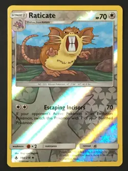 Pokemon TCG Raticate 144/214 Reverse Holo Uncommon SM Unbroken Bonds NM - Image 1