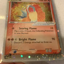 Pokemon TCG Holo Ultra Rare Entei Ex 91/95 Team Magma Vs Team Aqua LP - Image 5