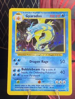 Pokemon TCG Gyarados Base Set 6/102 Holo 1999-2000 Wizards Base Set Copyright... - Image 1