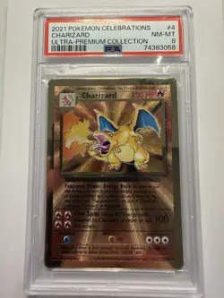 2021 Pokemon Celebrations Charizard 4/102 Ultra Premium Collection PSA 8 - Image 1