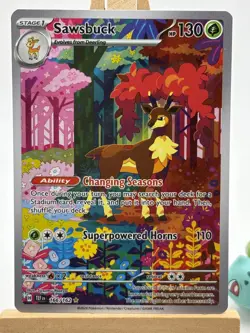 Pokemon TCG Sawsbuck Illustration Rare 166/162 SV05 Temporal Forces - Image 2