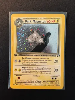 Pokemon TCG Dark Magneton 11/82 Team Rocket Holo Rare 1st Edition WOTC LP - Image 1
