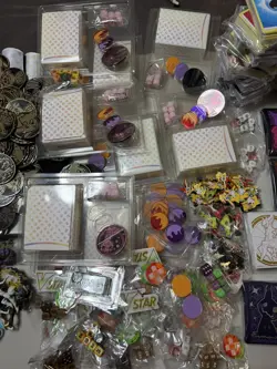 Huge Pokemon ETB Sleeve, Accessories, Figurine lot, and play mats + Pins & Coin - Image 5