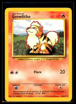 1999 Classic - Base Set Growlithe Basic/Uncommon #28 Pokemon Card - Image 1