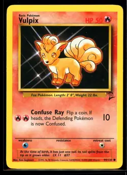 2000 Classic - Base Set 2 Vulpix #99 Non Holo Pokemon Card - Image 1