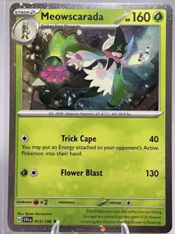 Meowscarada 15/198 Rare Cosmos Holo NM Scarlet & Violet Pokemon Card 15/198 - Image 1