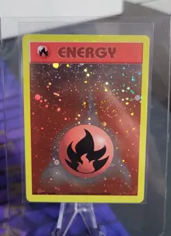 Fire Energy Cosmos Reverse Holo (swirl!) League Promo 2002 Pokemon card NM - Image 1