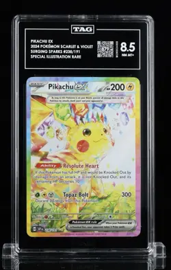 Pokemon Pikachu TCG Sv08: Surging Sparks EX Card 238/191 SIR TAG 8.5 Near Mint - Image 1