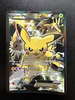 Pokemon Pikachu EX Red & Blue Col Black Star Full Art Promo XY124 NM C - Image 1