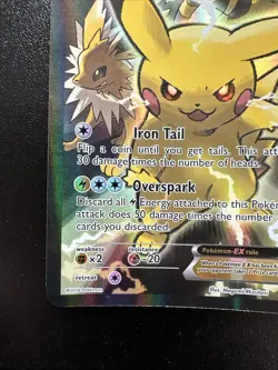 Pokemon Pikachu EX Red & Blue Col Black Star Full Art Promo XY124 NM C - Image 4