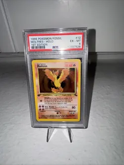1999 Pokemon Fossil First Edition Holo Moltres 12/62 PSA 6 EX-NM WOTC Clean 1ST - Image 1