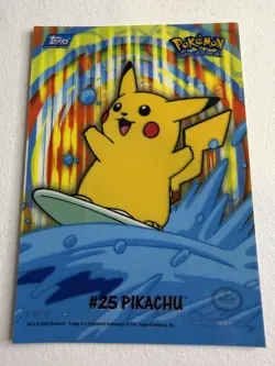 Pokemon 2000 #25 Pikachu Surfing Series 2 Topps Card Rare Blue Logo 1st ED Print - Image 1
