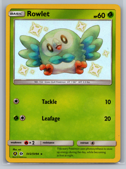 Rowlet SHINY SV2/SV94 Hidden Fates NM Holo Foil Rare Pokemon Card 002 - Image 1