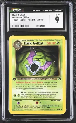 CGC 9 MINT Dark Golbat Team Rocket 1st Edition 24/82 Pokemon Card - Image 1