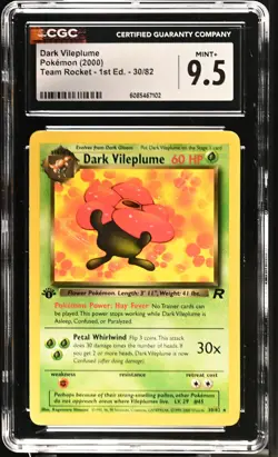 CGC 9.5 MINT+ Dark Vileplume Team Rocket 1st Edition 30/82 Pokemon Card - Image 1