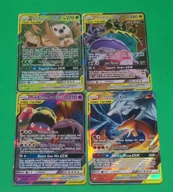Pokemon Tag Team GX'S Card Lot Of 4 Reshiram & Charizard, Muk & Alolan Muk, Rowl - Image 1
