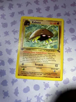 Kabuto 1st Edition Fossil Light Play LP Pokemon WOTC TCG Common Card #50/62 - Image 1