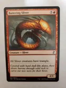 MTG Magic The Gathering Card Battering Sliver Creature Sliver Red Time Spiral Re - Image 1