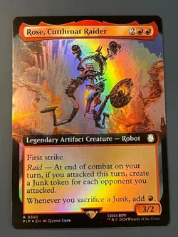 1x FOIL BORDERLESS ROSE, CUTTHROAT RAIDER - Fallout - MTG - Magic the Gathering - Image 1
