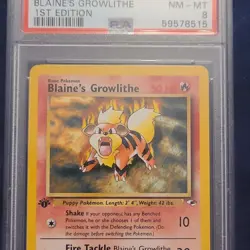 Pokemon Blaine's Growlithe 1st Edition Gym Heroes PSA 8 58/132 Regular English - Image 1