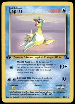 Lapras 25/62 1st Edition Pokemon TCG 1999 Fossil Non Holo Rare LP - Image 1