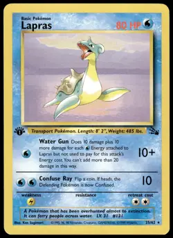 Lapras 25/62 1st Edition Pokemon TCG 1999 Fossil Non Holo Rare LP - Image 3