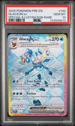 2025 POKEMON PRE EN-PRISMATIC EVOLUTIONS #150 GLACEON EX PSA 10 - Image 1