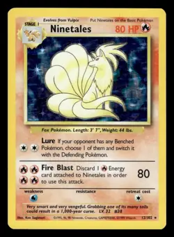 Ninetales 012/102 Pokemon TCG 1999 Base Set Holo MP - Image 1