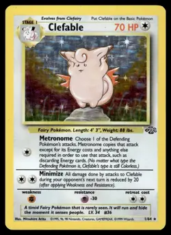 Clefable 01/64 Pokemon TCG 1999 Jungle Holo Rare MP - Image 1