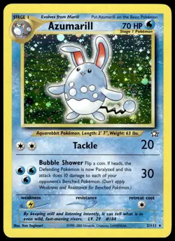Azumarill 2/111 Pokemon TCG 2000 Neo Genesis Holo Unlimited Holo Rare LP/MP - Image 1